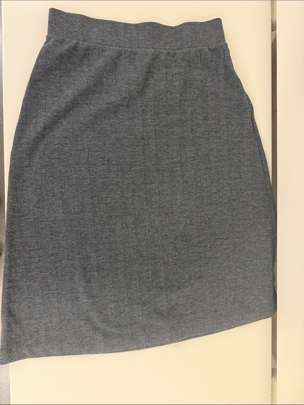 Lands' End Grey Herringbone Pencil Skirt